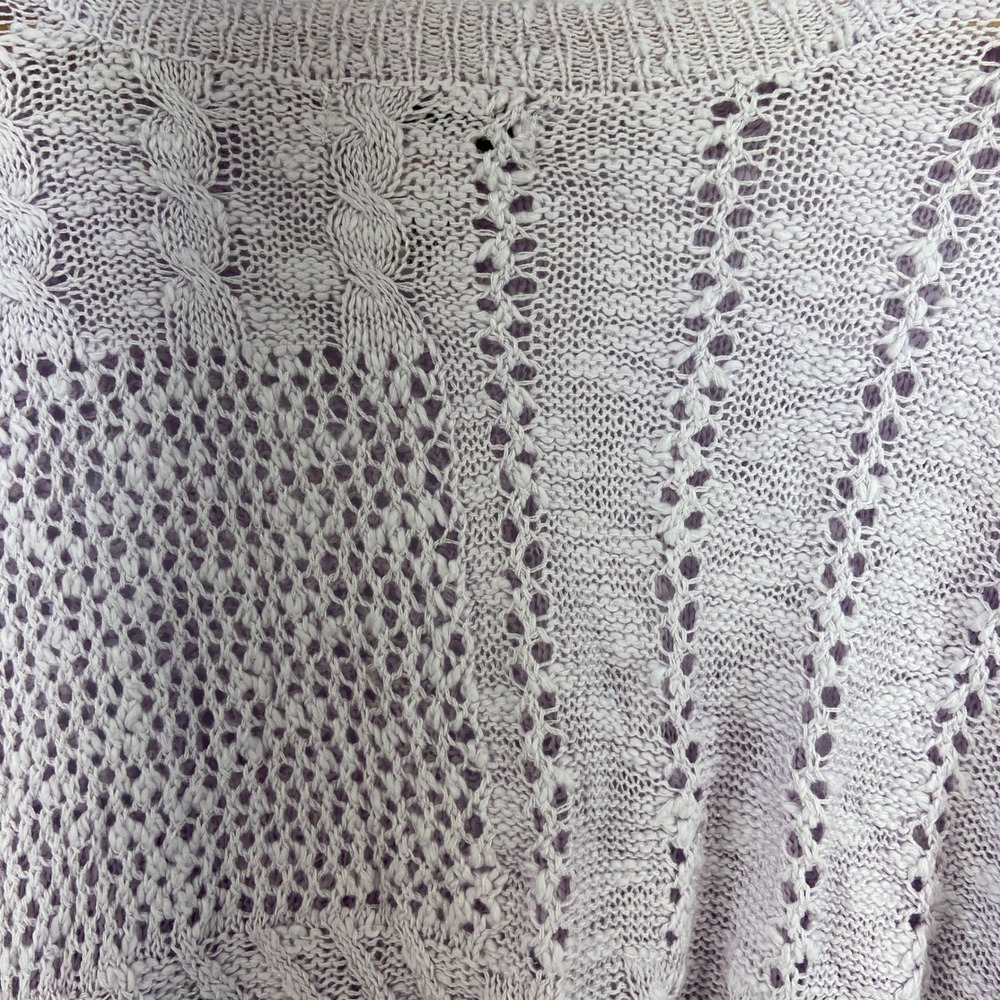Sincerely Jules Lilac‎ Long Sleeve Open Knit Crew Neck Sweater Womens Medium - Picture 7 of 7
